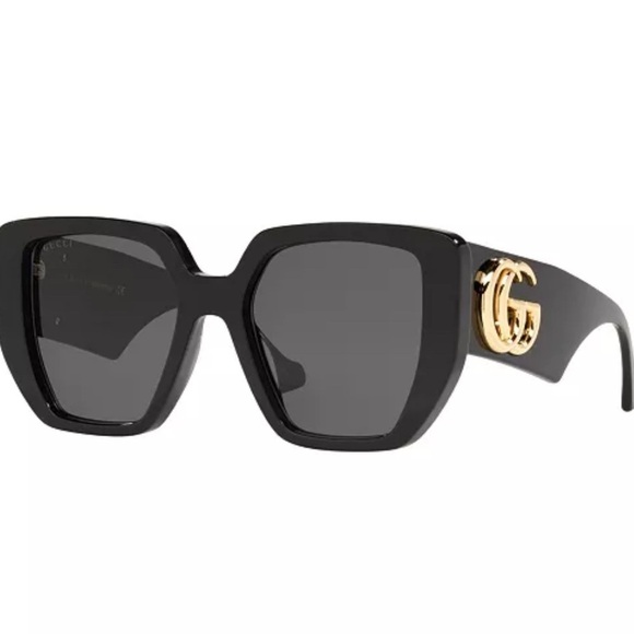 Authentic Gucci Black Sunglasses with Gold GG Accents GG0956S - Picture 7 of 8